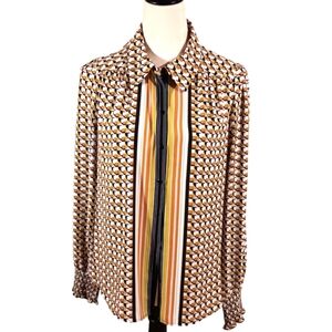 Colorful Geometric Print Blouse Size Med